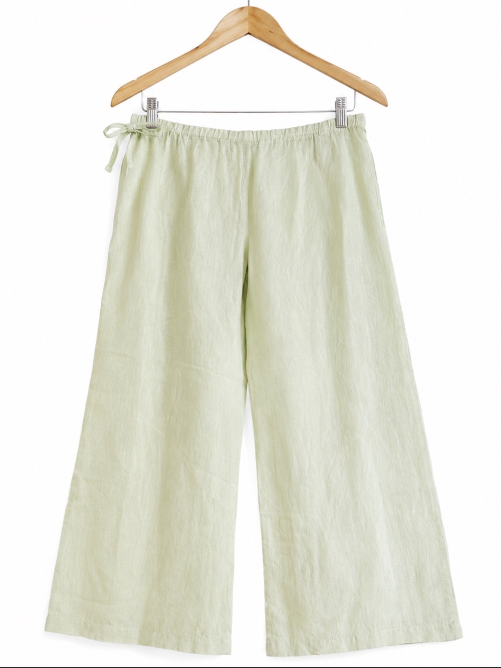 Bellagio Light Sage Green 100% Linen Wide Leg Pants Size M Like New